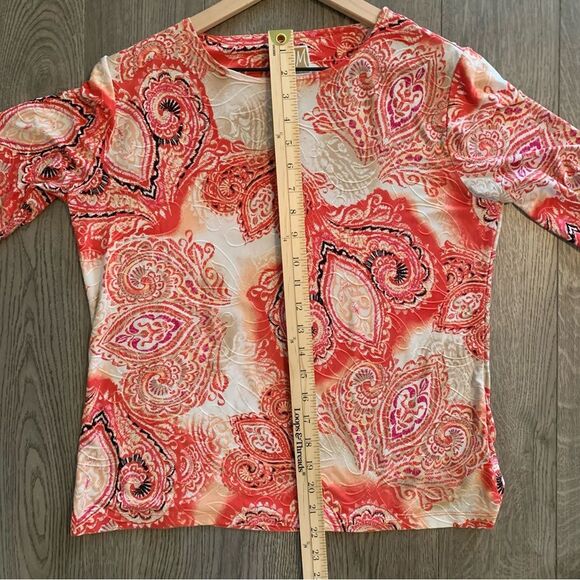 JM COLLECTION Top Women’s MP Pink white Scoop Neck 3/4 Sleeve Polyester Spandex. - Picture 9 of 10